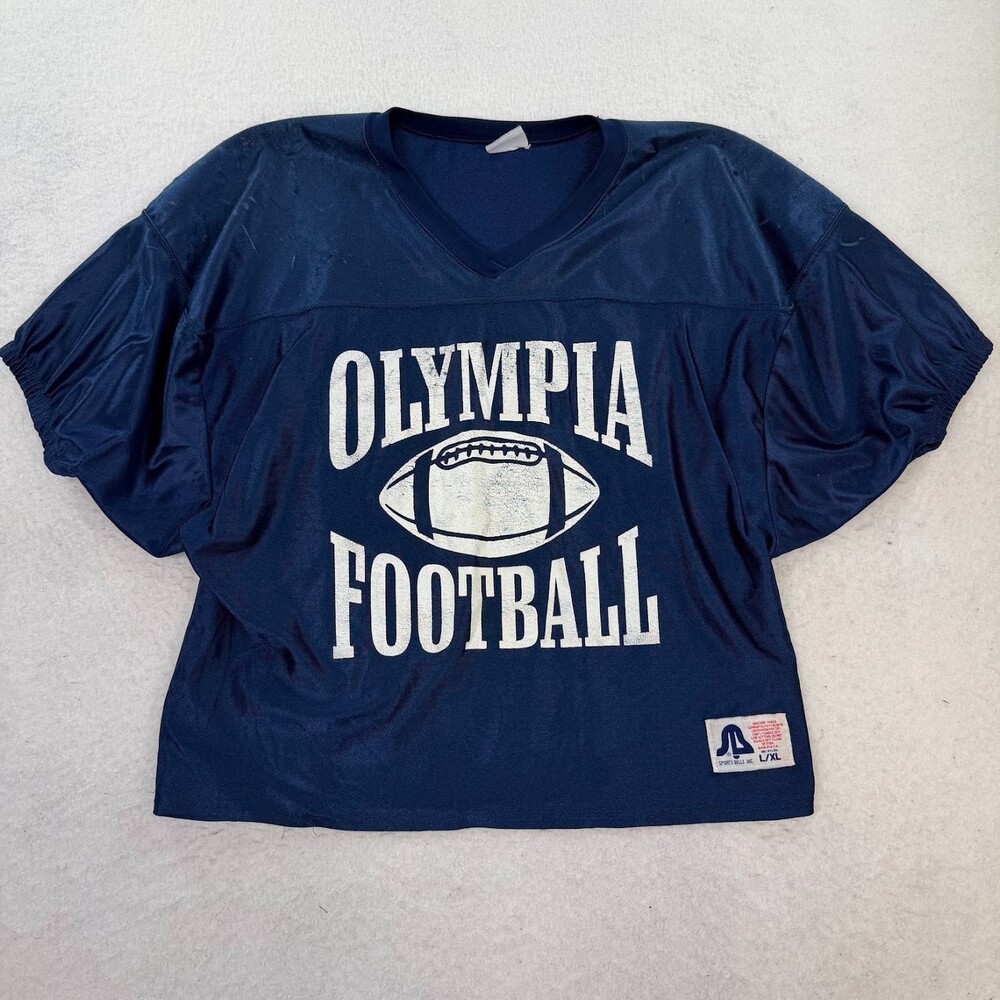 Vintage Sports Belle Navy Blue Olympia Football Jersey Size XL